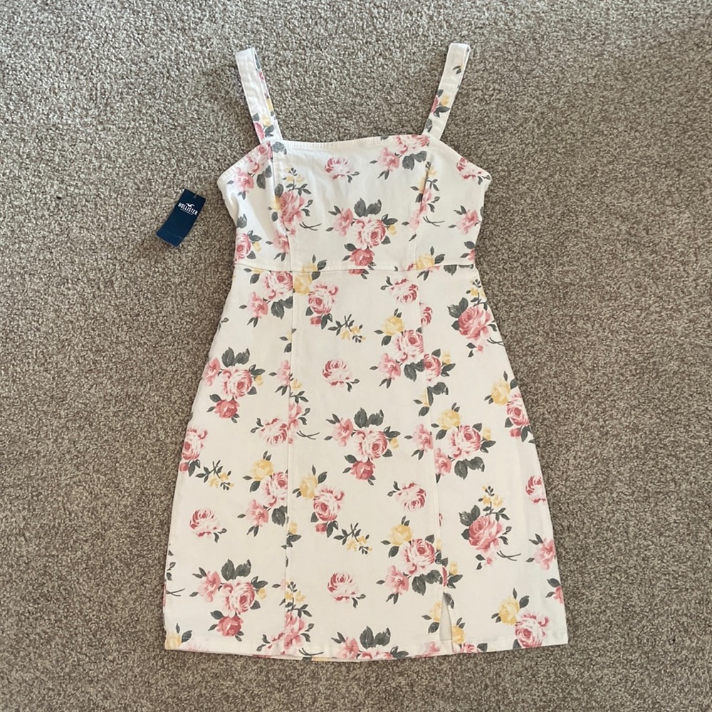 hollister floral denim mini dress